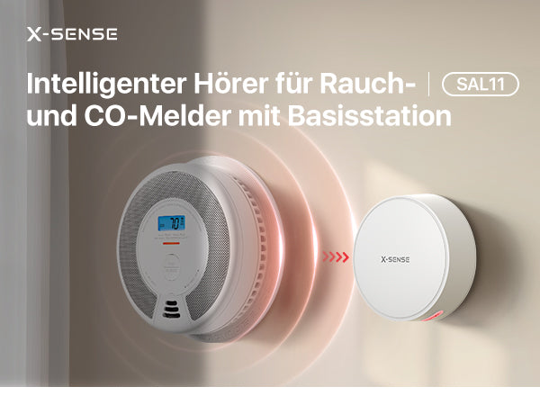 Rauch- und Kohlenmonoxid-Alarmdetektor mit WiFi-Basisstationsset (benötigt bereits einen X-Sense-Alarm)