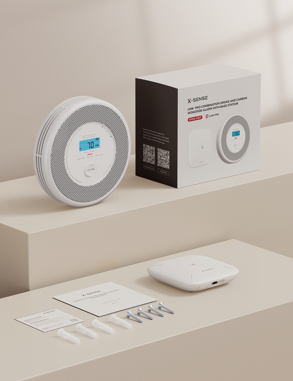 X-Sense XP0A-MR Verpackungskarton und Zubehör im Lieferumfang enthalten.