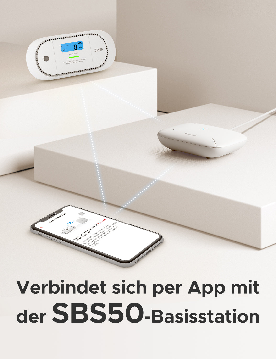 Verbinden Sie den X-Sense XC01-M Melder für Kohlenmonoxid über die App mit der SBS50-Basisstation.