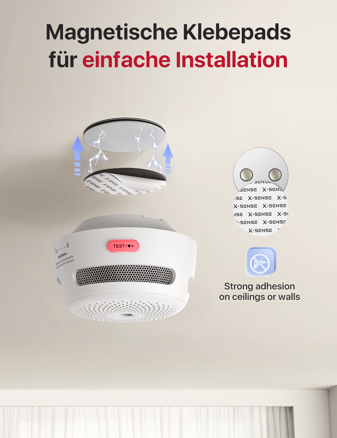 XS01 Rauchmelder mit Magnethalterung