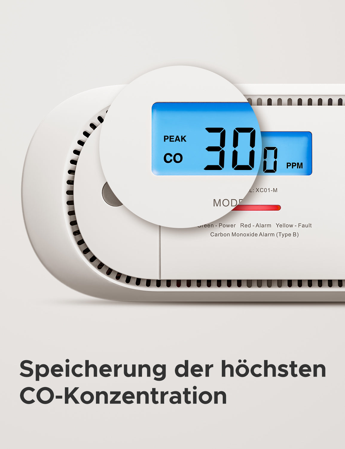 Der Kohlenmonoxid-Wert wird auf dem Display des Kohlenmonoxid-Melders X-Sense XC01-M angezeigt.