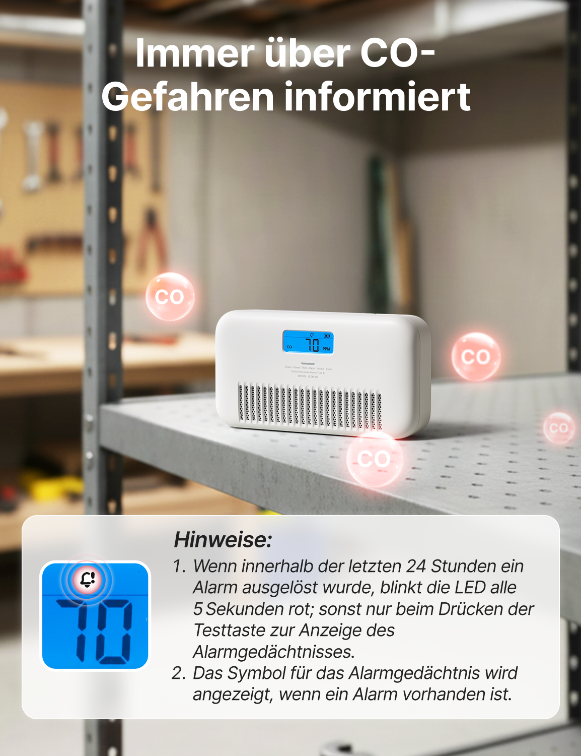 XC0M-SR Unabhängiger Kohlenmonoxidmelder