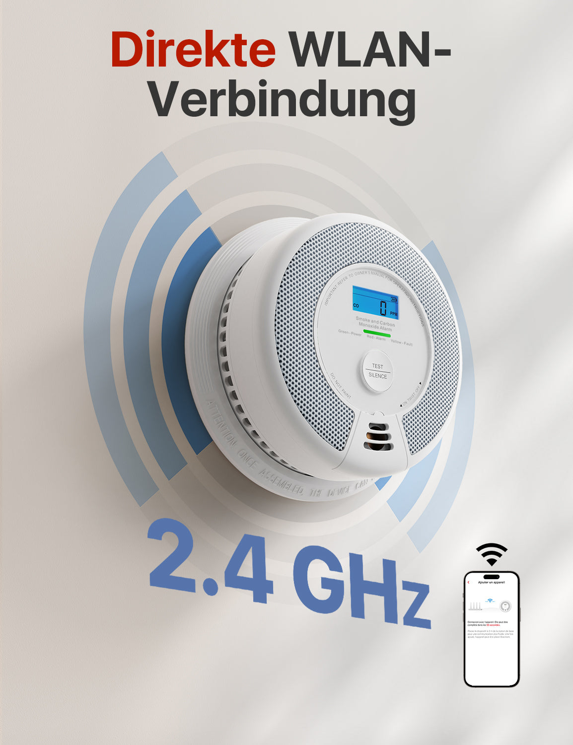 Ein X-Sense SC07-WX WLAN-Rauch- und Kohlenmonoxidmelder.