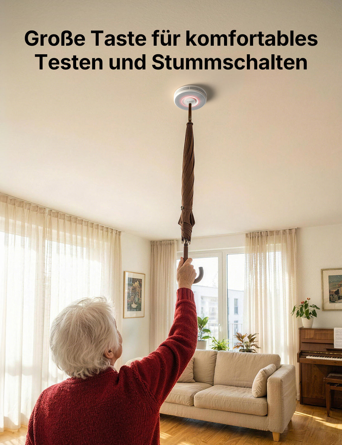Ein älterer Herr nahm einen Regenschirm und drückte den Stummschaltknopf am XS0B-SN.