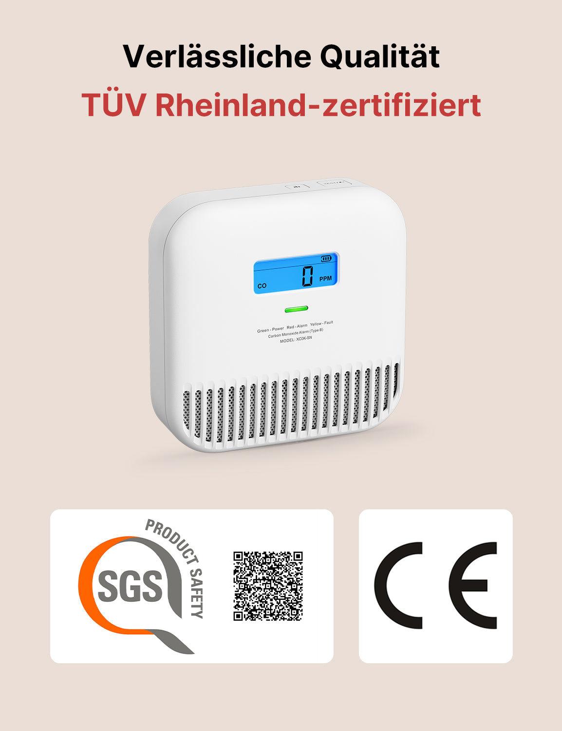 XC0K-SN Unabhängiger Kohlenmonoxidmelder