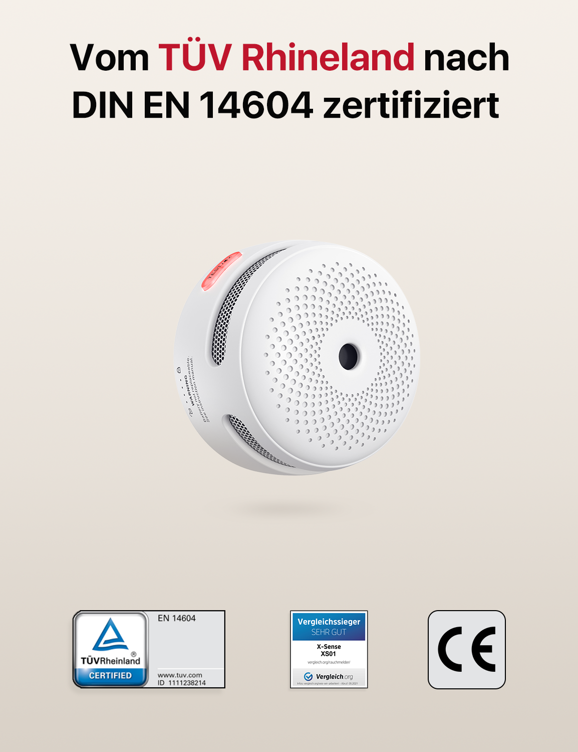 XS01 Rauchmelder mit Magnethalterung