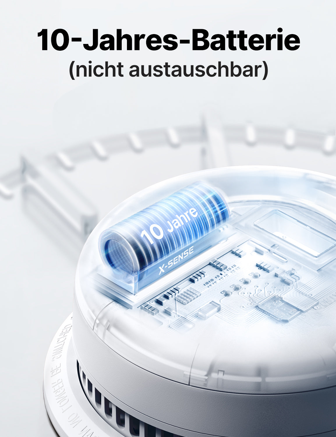 Die 10-Jahres-Lithiumbatterie im Kohlenmonoxid- und Rauchmelder X-SENSE SC07