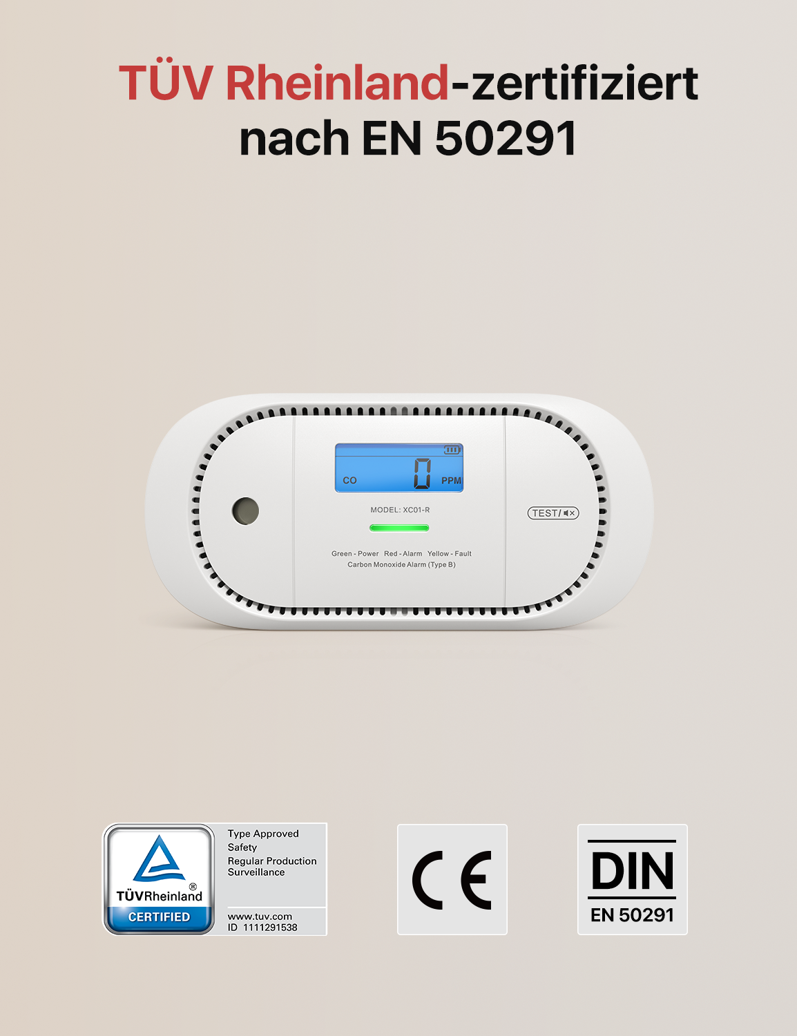 XC01-R Unabhängiger Kohlenmonoxidmelder