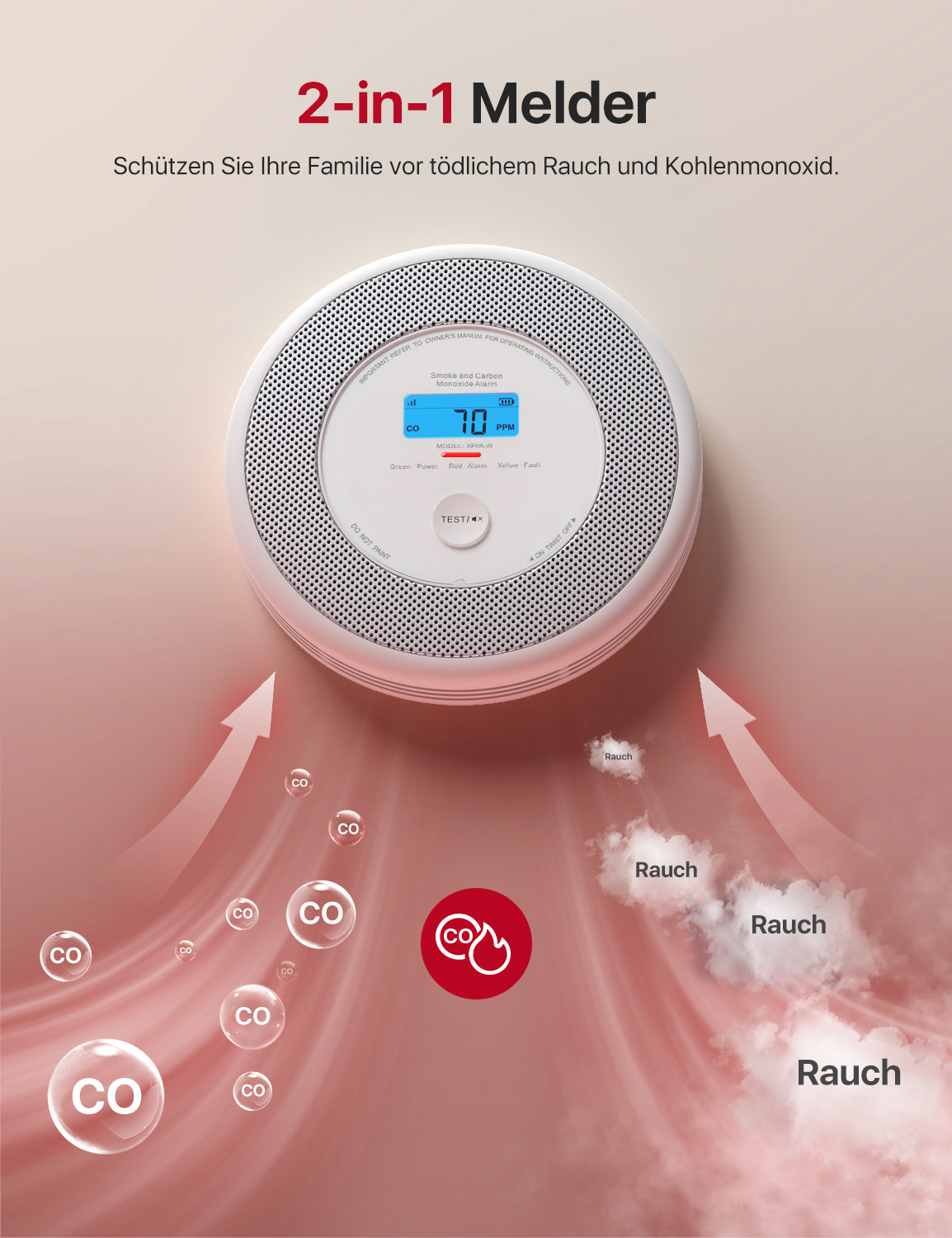 XP0A-iR Smarter Rauch- und Kolenmonoxidmelder