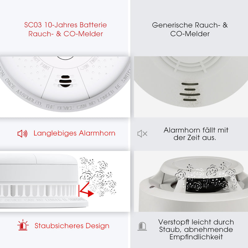 X-Sense SC03 Kombinierter Rauch- und Kohlenmonoxidmelder 